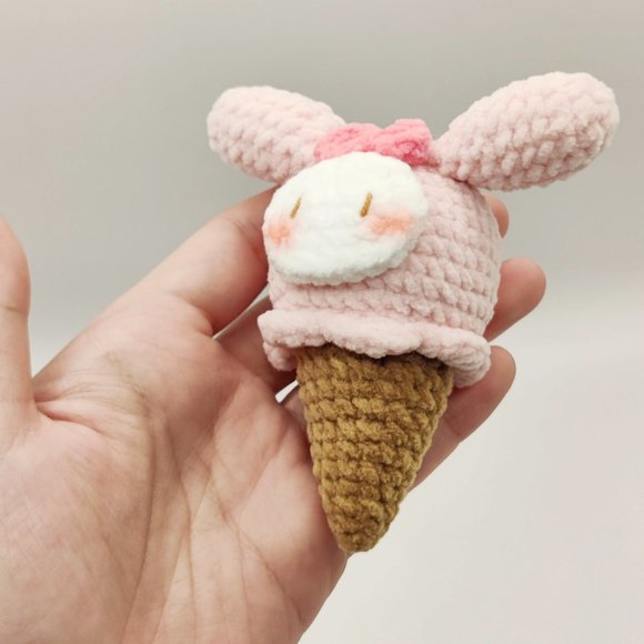 Handmade Amigurumi Crochet Sanrio My Melody Ice Cream Cone - Picture 3 of 12